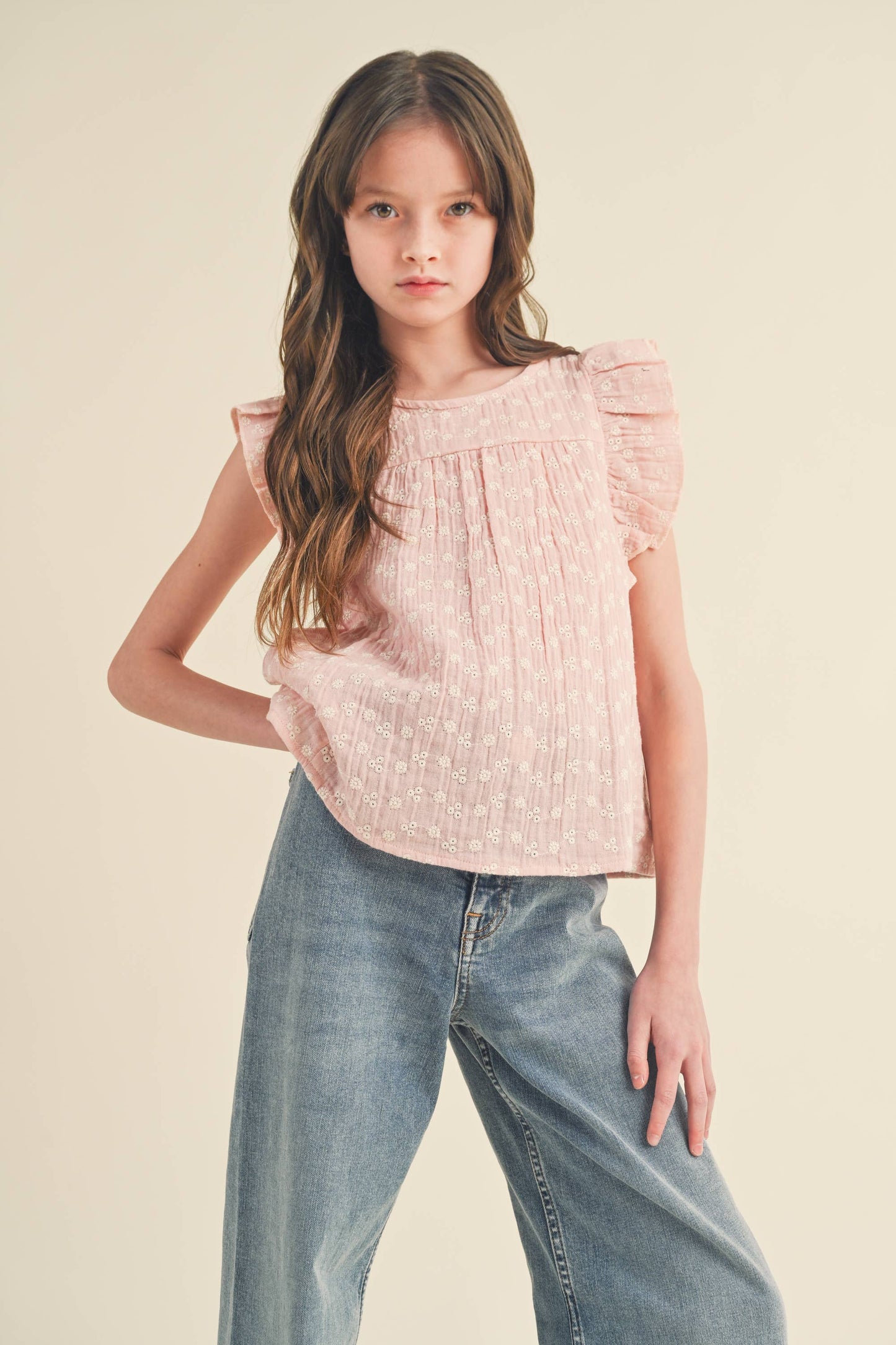 Girls Lace Tie Open Back Top (7-14)