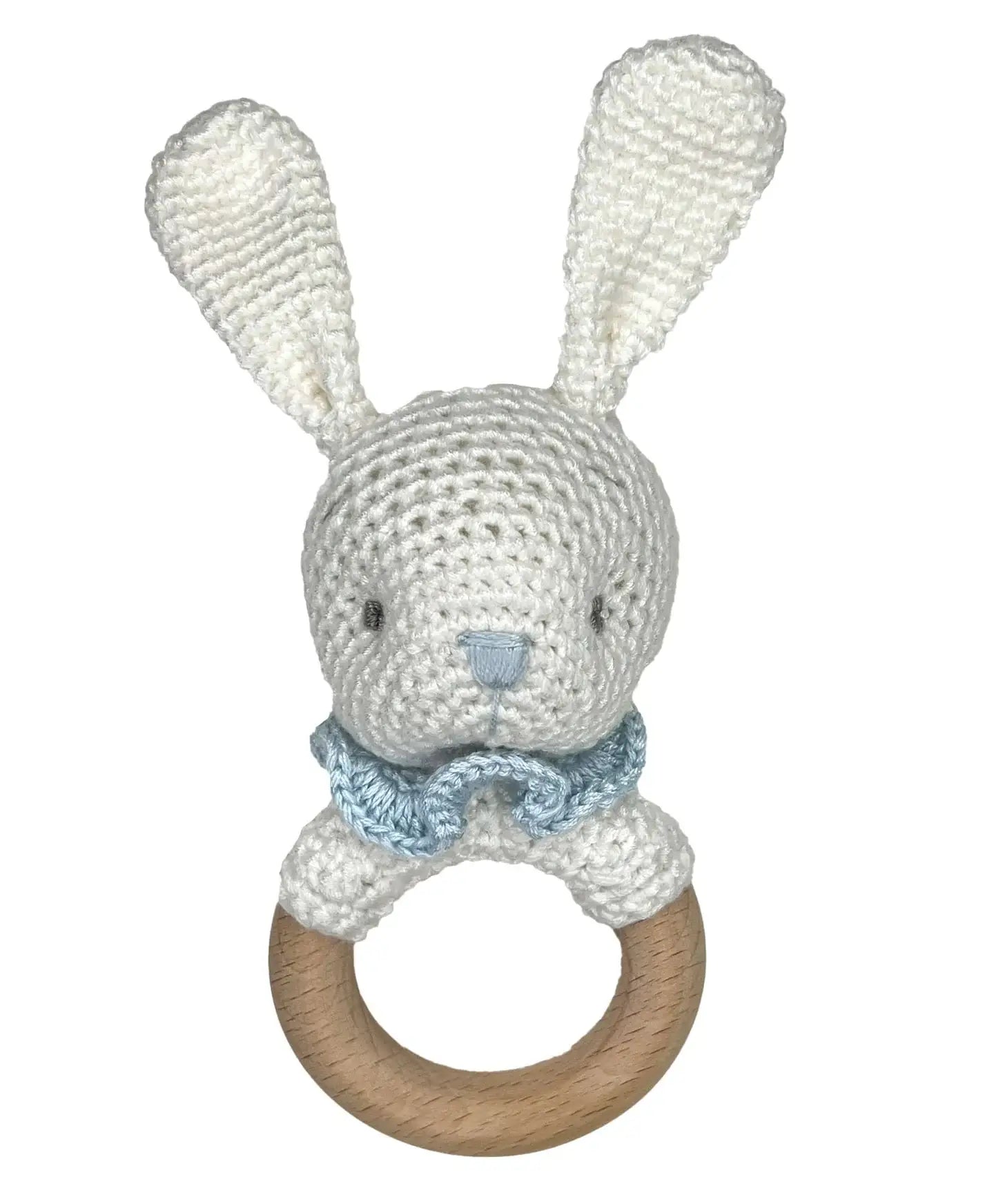 Bunny Bamboo Crochet Woodring Rattle - 2 Colors!
