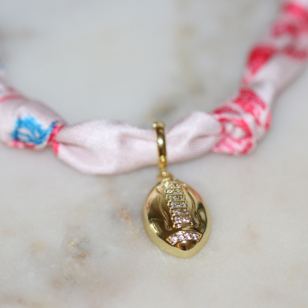 Red & Blue Scarf Necklace ~ football