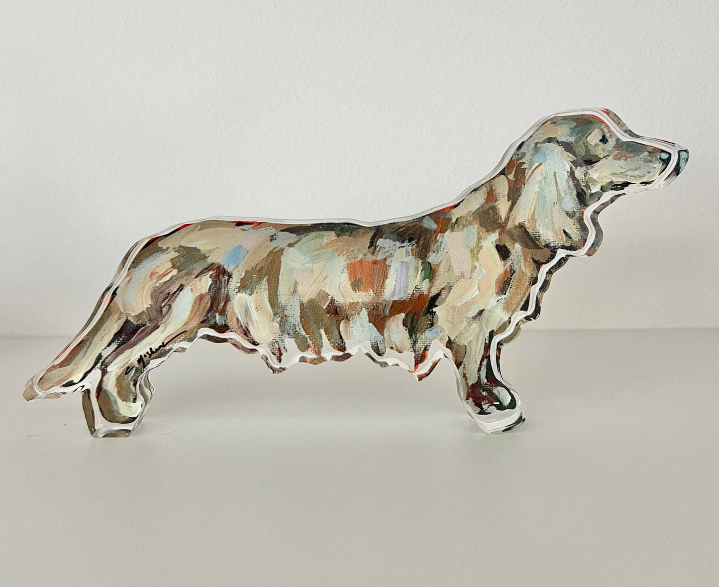 "Dachshund Blonde Long-haired" Acrylic Shelfie