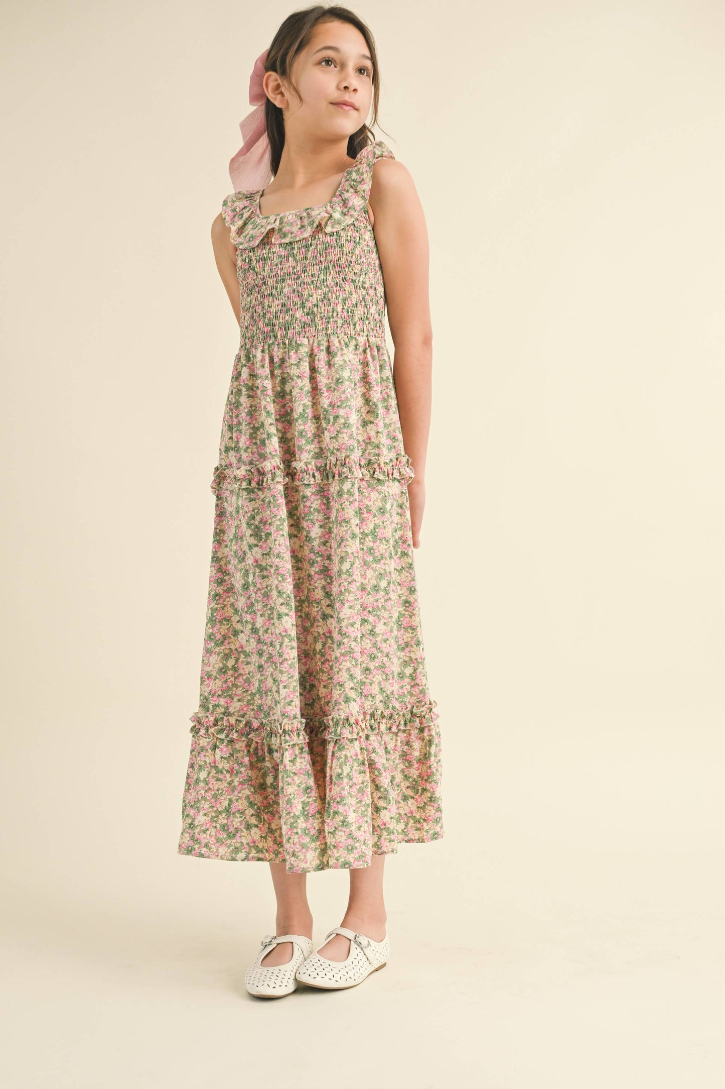 Girls Ruffle Smocked Maxi Dress (7-12)