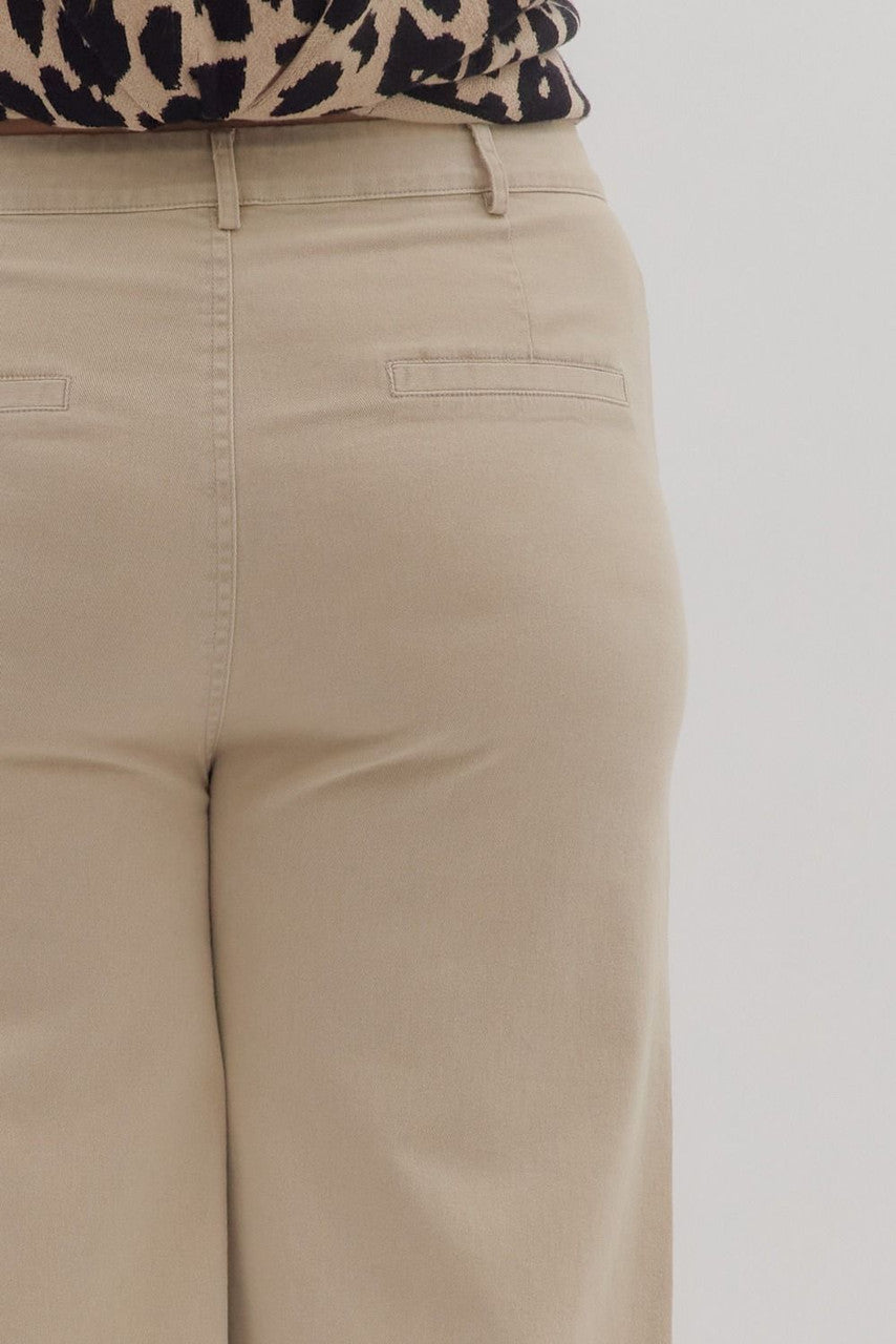 Entro Plus Size Stone Wide Leg Ankle Length Pants