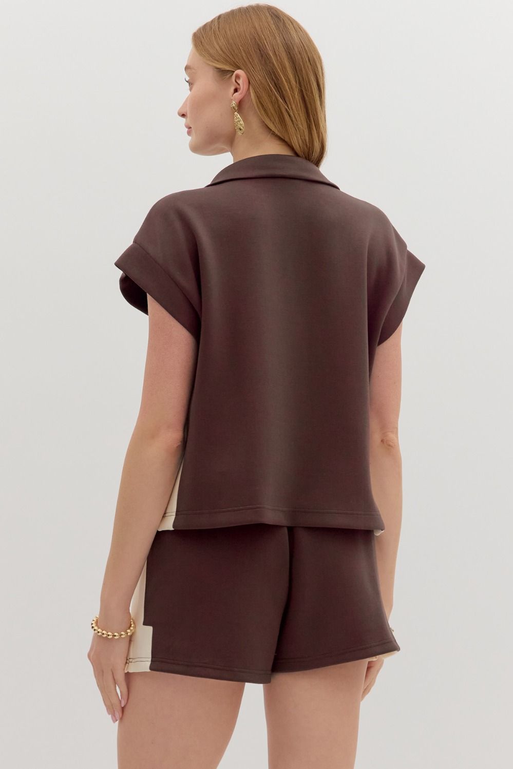 Contrast Zip-Front Fall Top