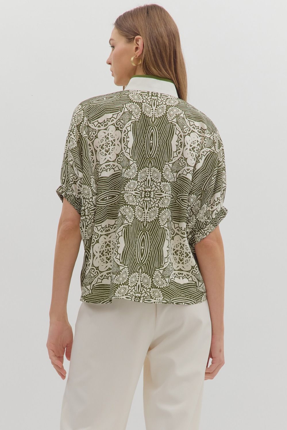 Fall Olive Patterned Top