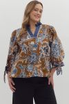 Plus Size Entro Fall Floral Printed Top