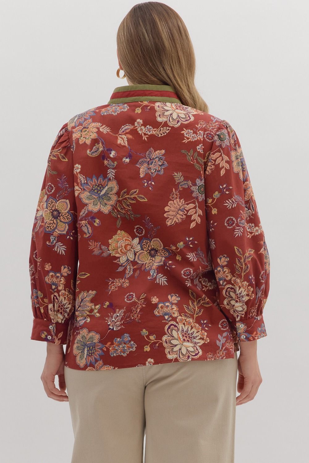 Plus Size Fall Floral Print Top