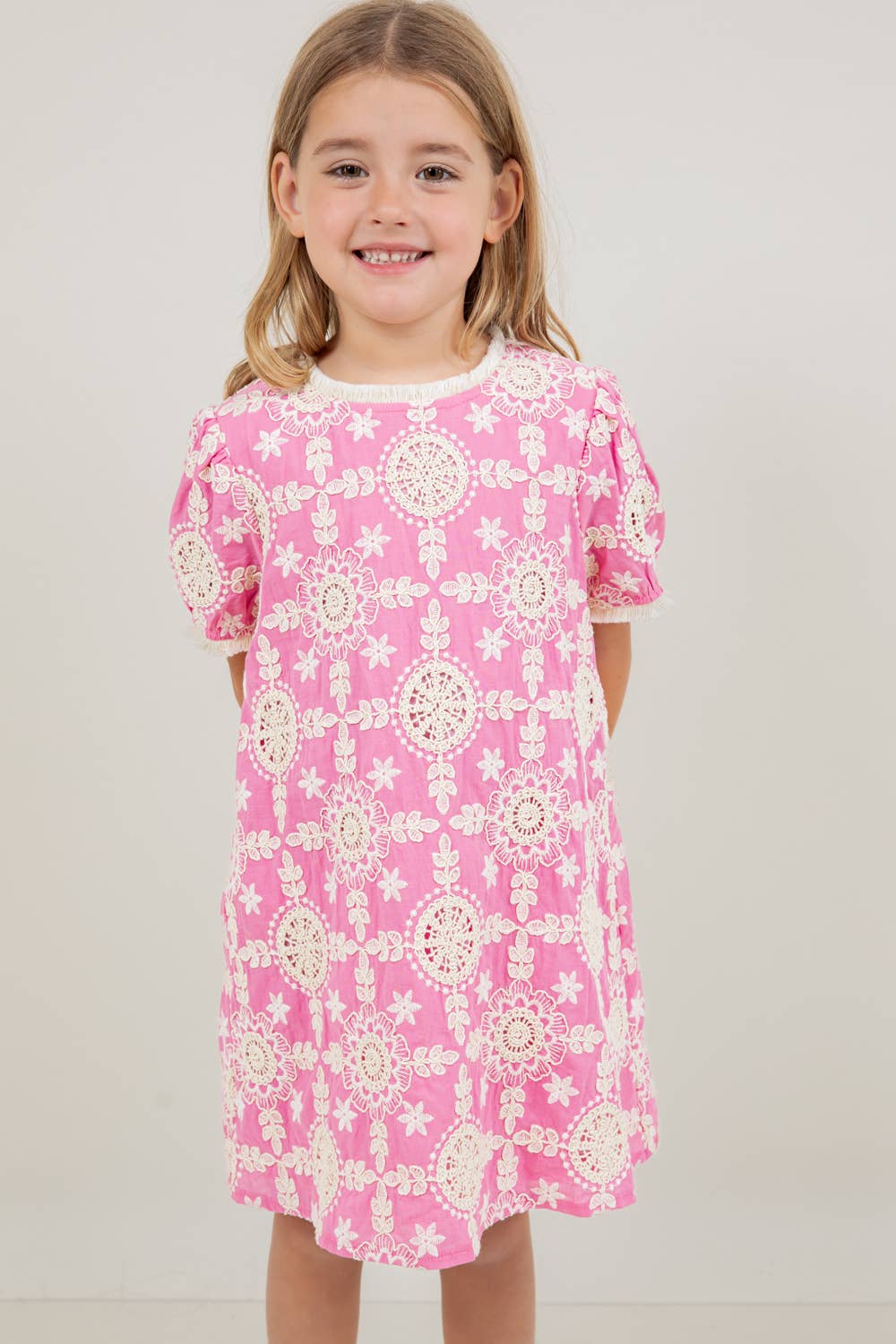 Floral Embroidered Short Sleeve Dress