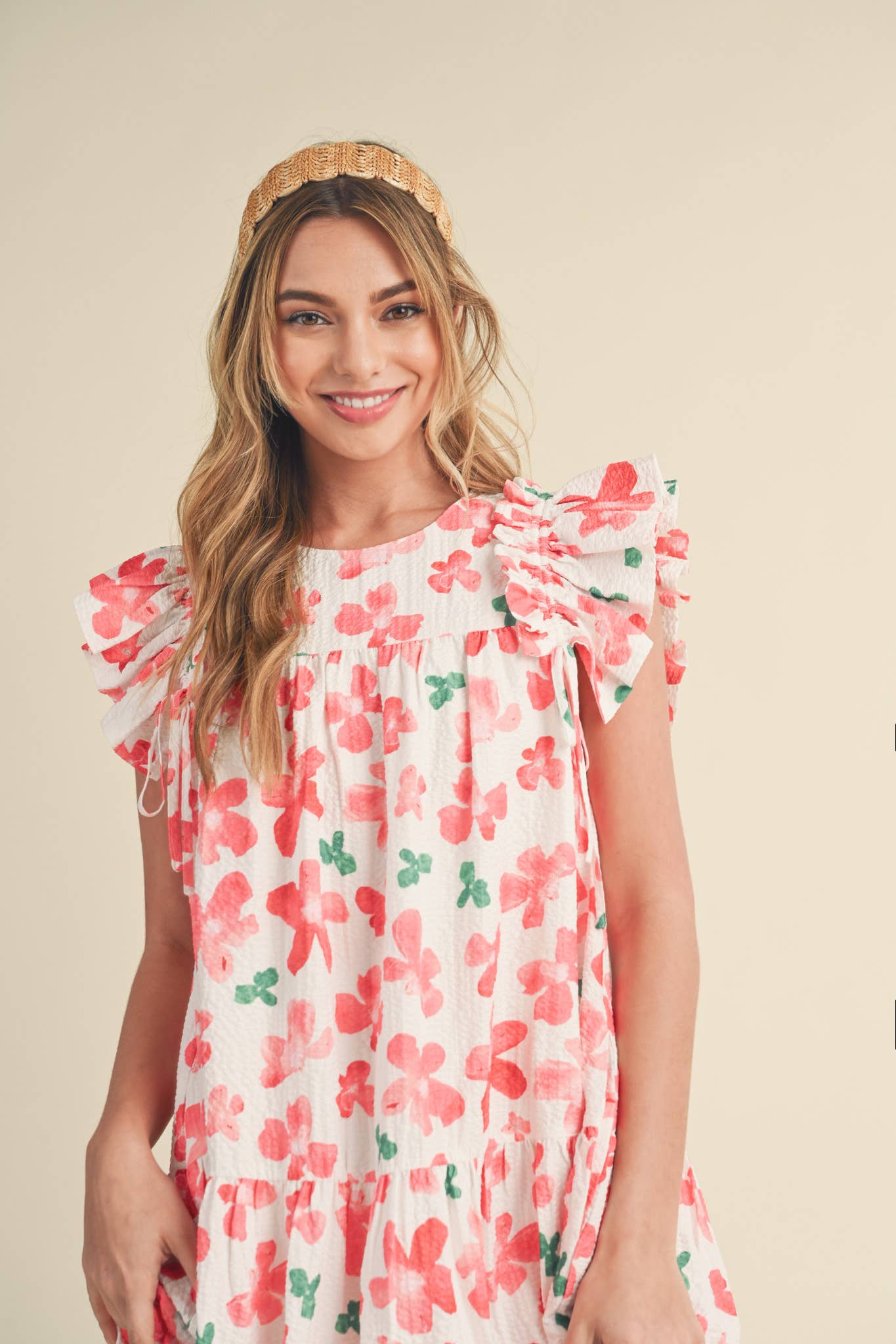 FLUTTER SLEEVE BABYDOLL MINI DRESS