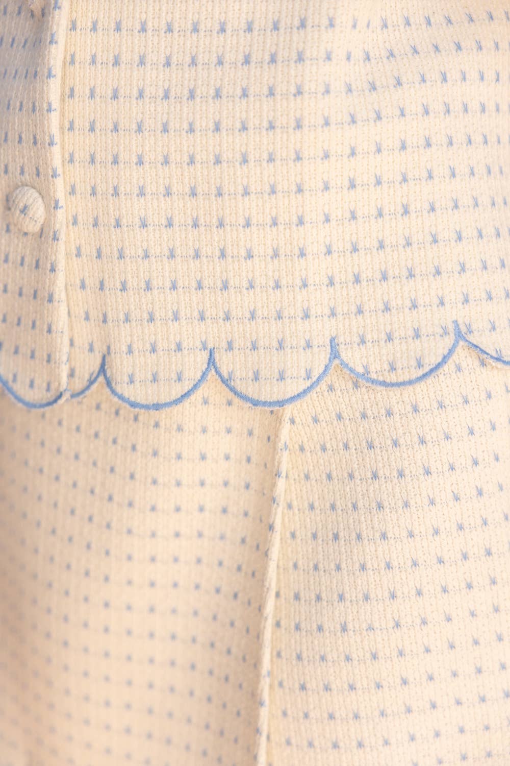 Embroidered Scallop Detail Cover Button Top