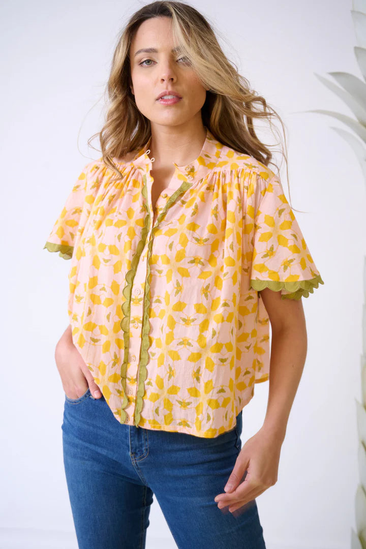 Brooks Avenue Parham Blouse - Orange Azalea