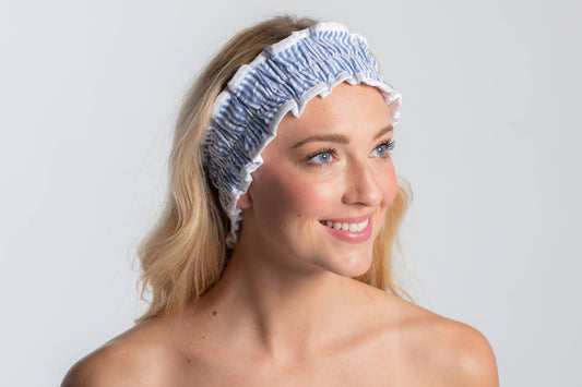 Seersucker Spa Headband - Blue