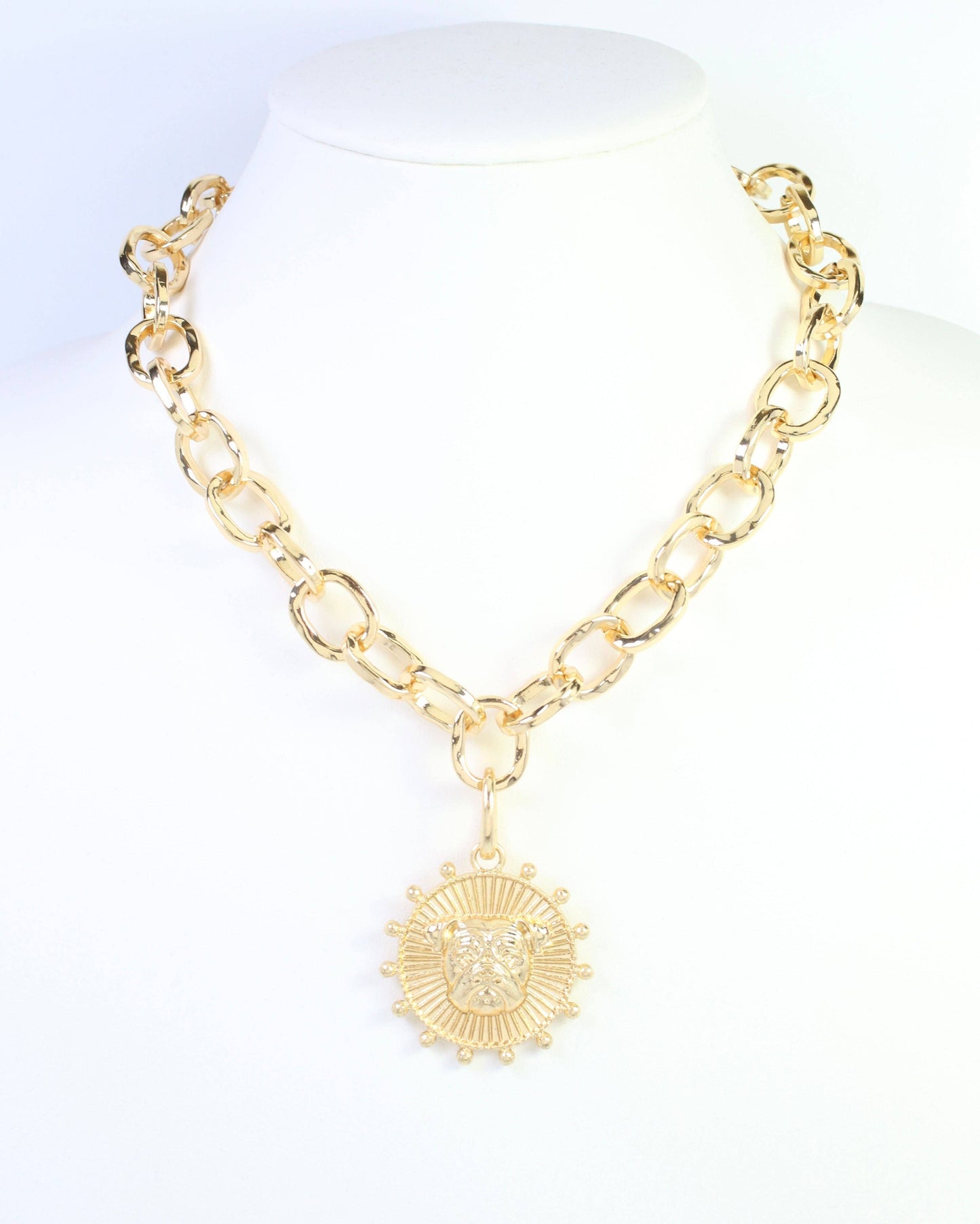 Carmen Coin Charm Dog Worn Gold