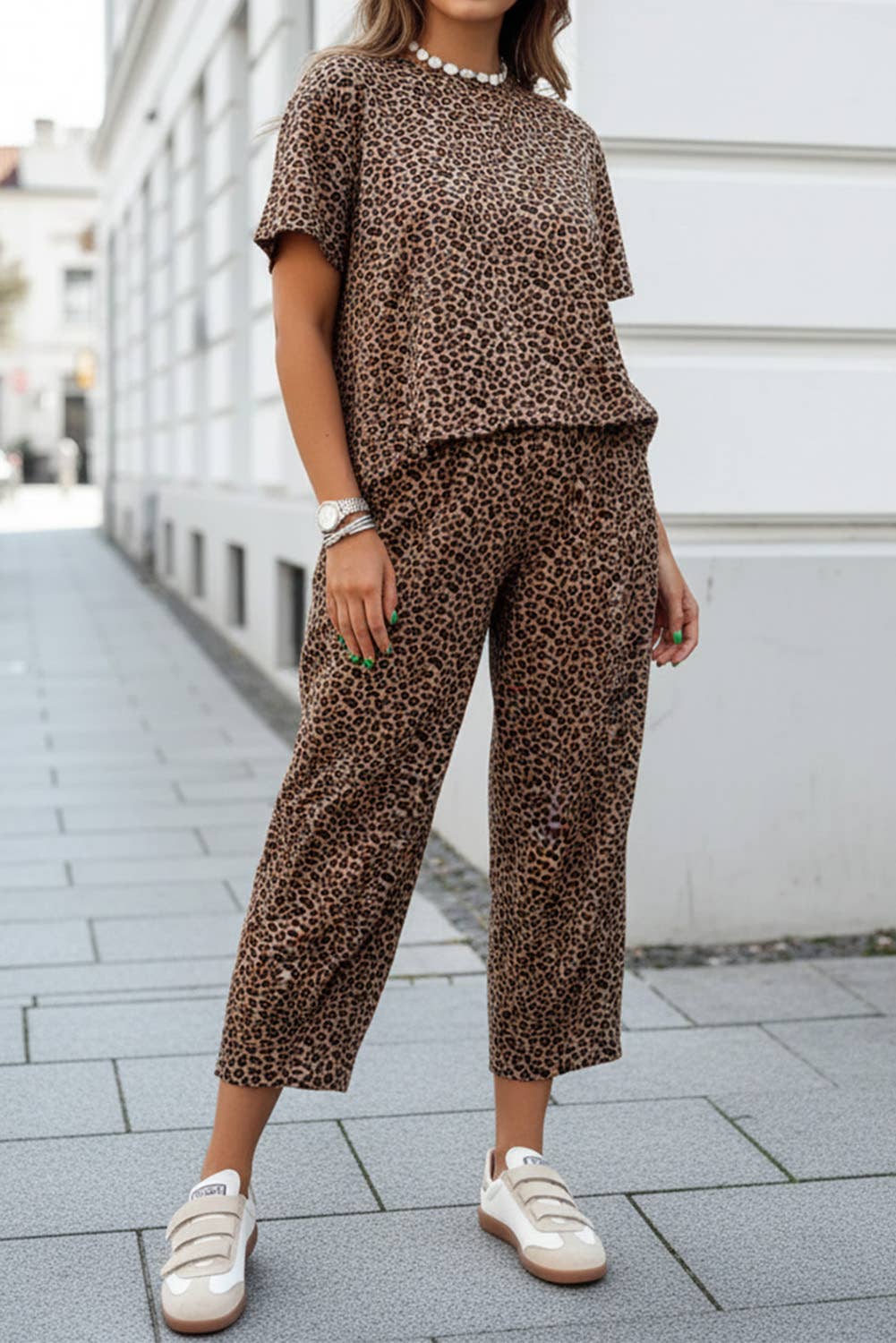 Leopard Top Drawstring Waist Barrel Pants Set NEW | S-XL