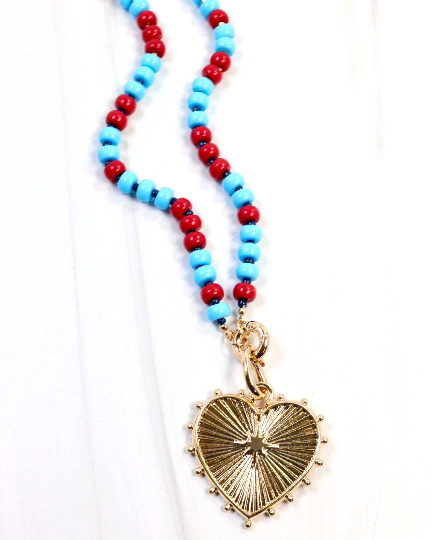 McLane Stone Necklace with Toggle - Powder Blue / Red