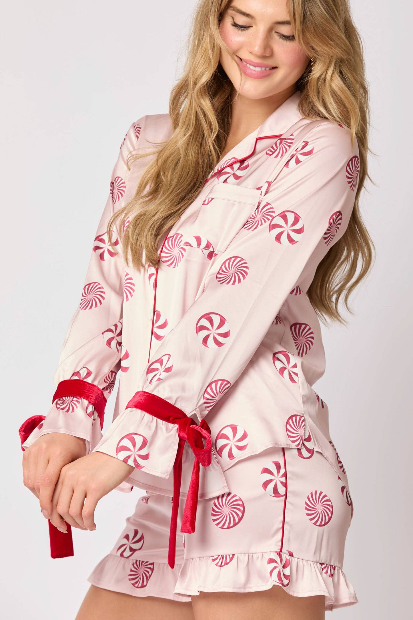 Long Sleeve Satin Pajama Top