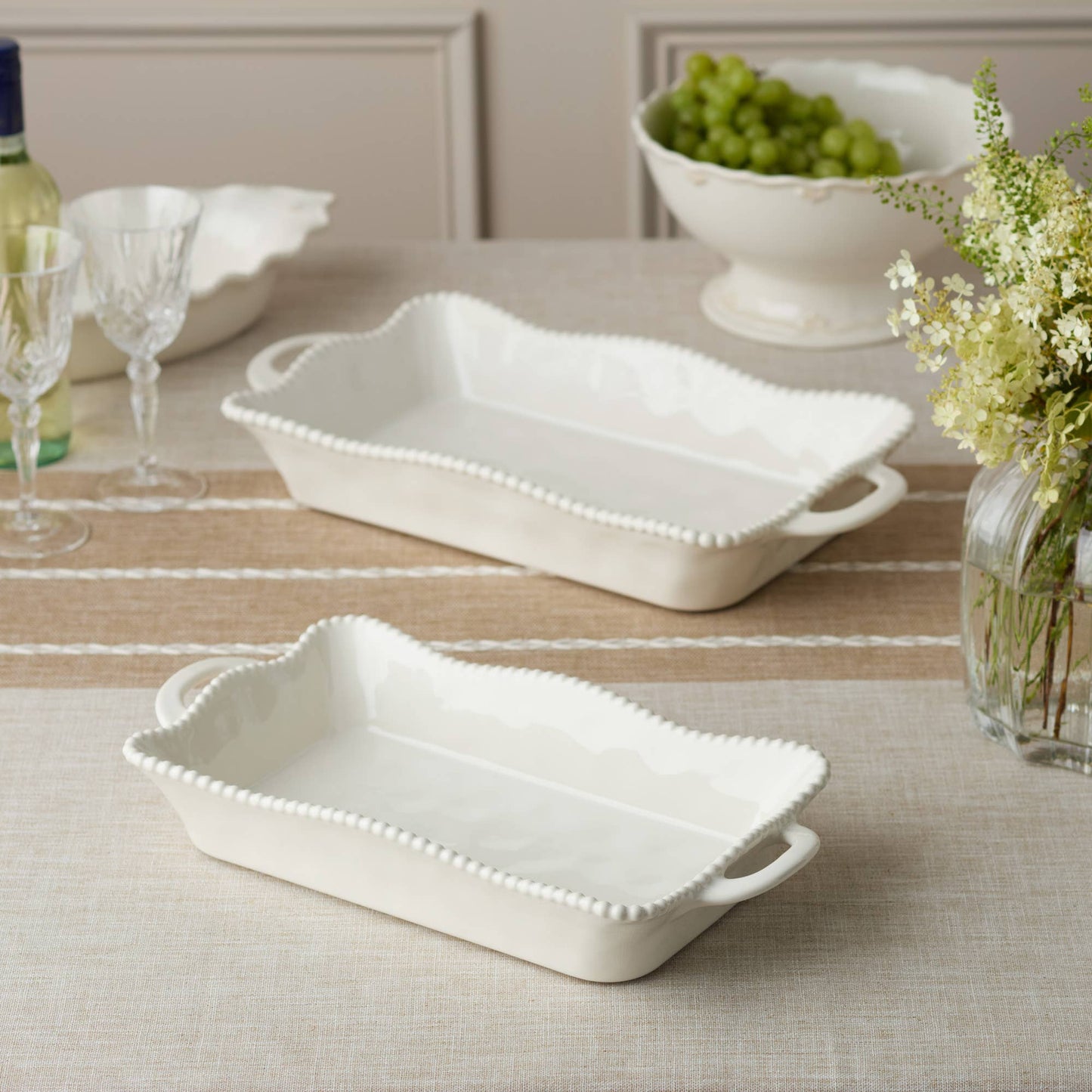 Perlette Cream Large Rectagular Baker 16in x 10.25in
