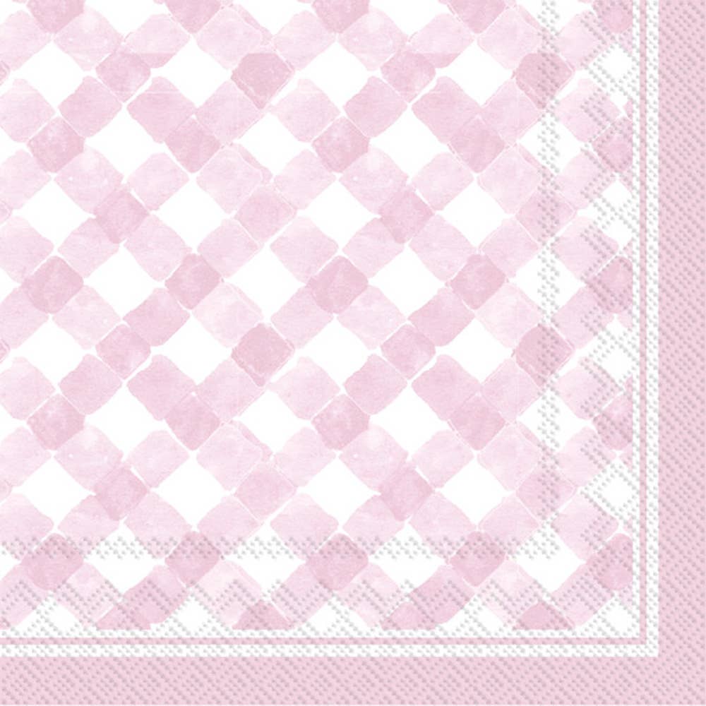 Gingham Rose Cocktail Napkins Pack of 20
