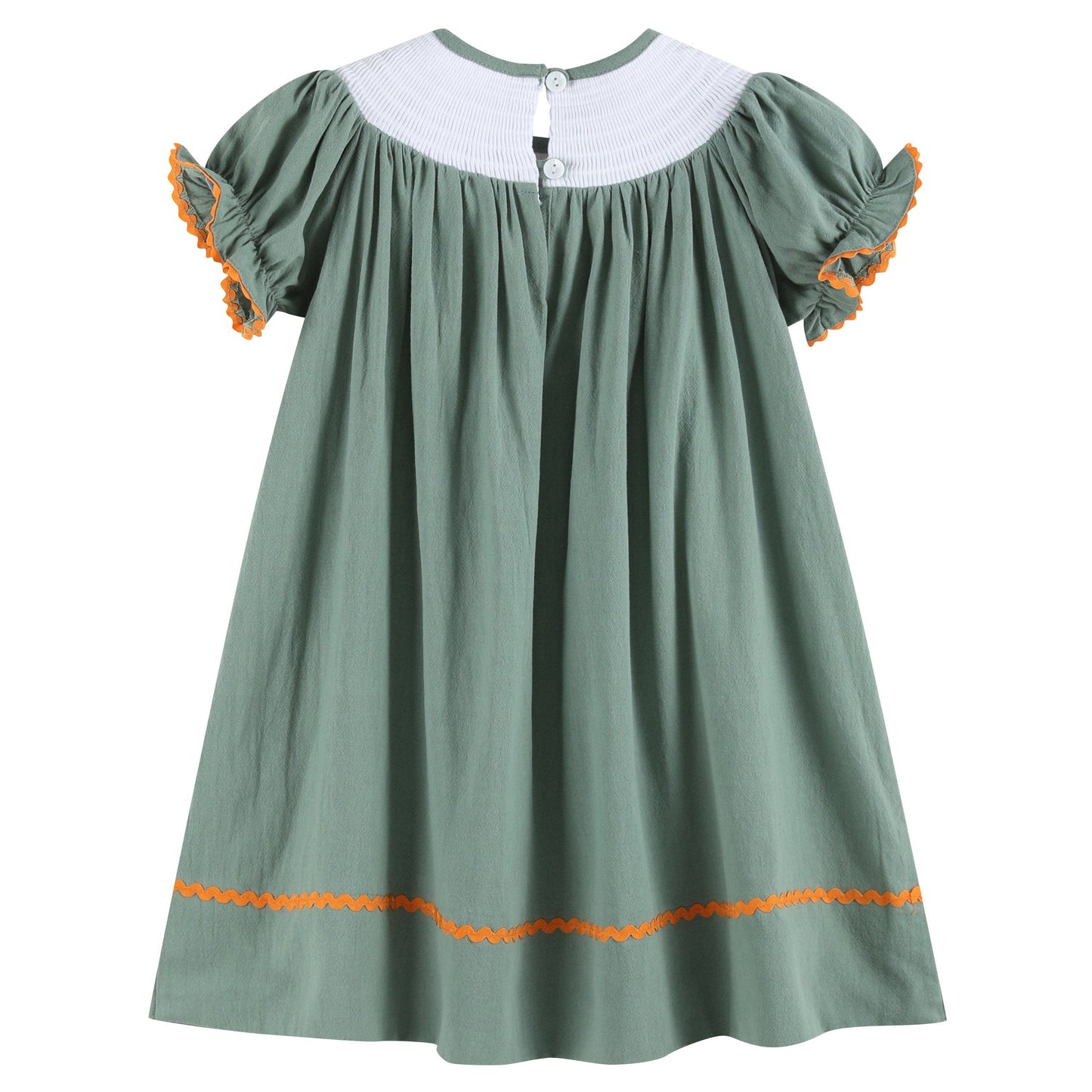 Sage Green Pumpkin Smocked Bishop Dress