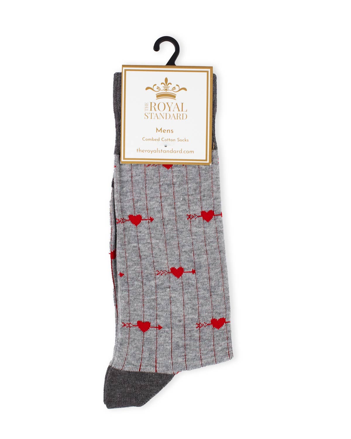 Men's Cupid Arrow Socks   Gray/Red   One Size
