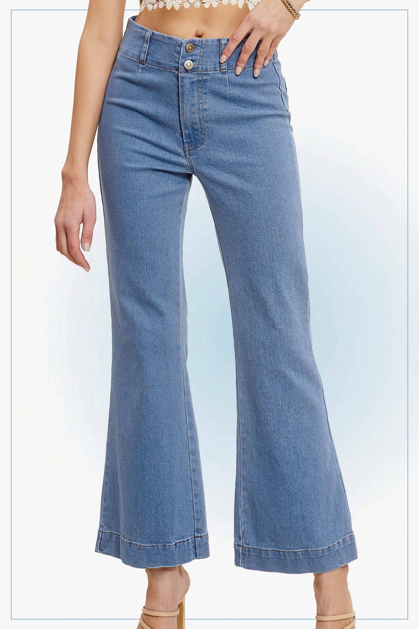 Soft Washed Stretchy High Waisted Wide Flare Pants