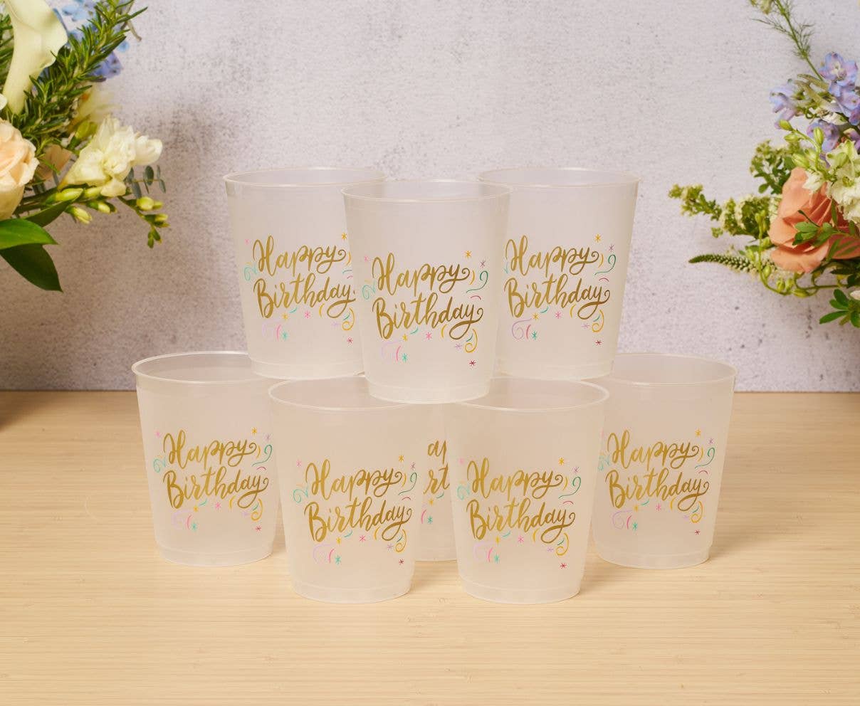 Happy Birthday - Cocktail Cheers Frost Flex Cups/8pk