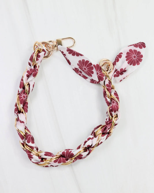 Serafina Scarf Purse Chain Maroon Floral