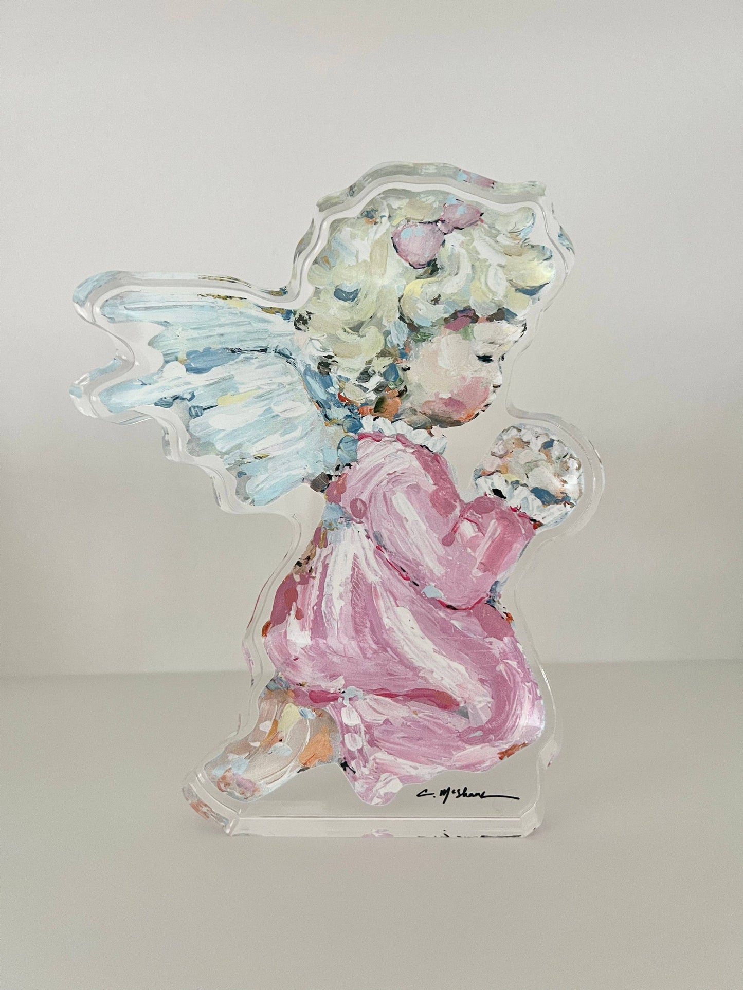 "Tiny Wings I" Pink Acrylic Shelfie