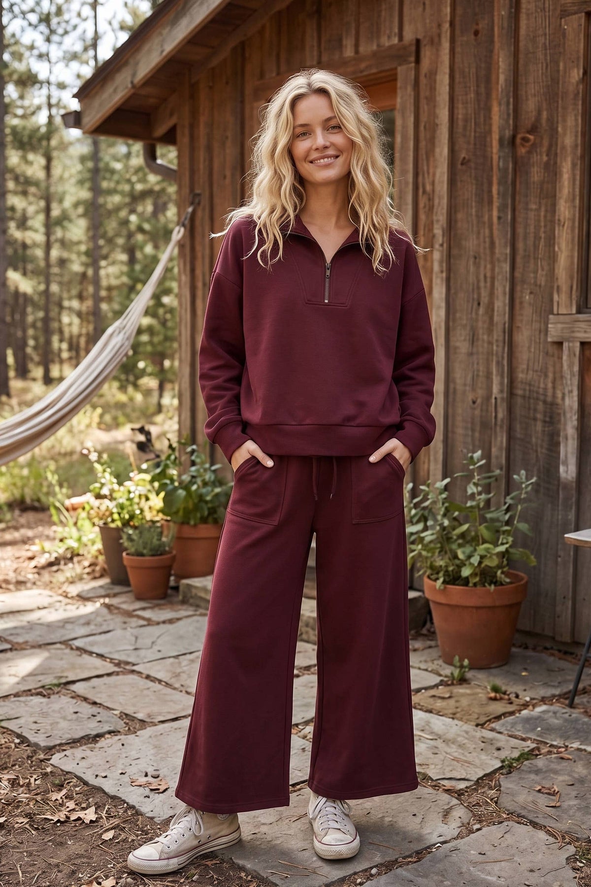 The Big Easy Scuba Half Zip Pullover & Wide Leg Pants Set