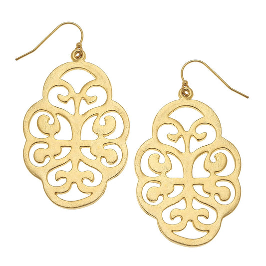 Susan Shaw Gold Filigree Cut Out Earrings