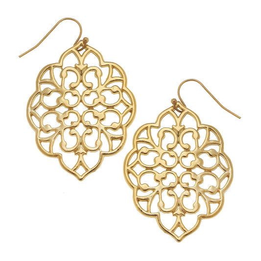 Susan Shaw Gold Filigree Cut Out Earrings