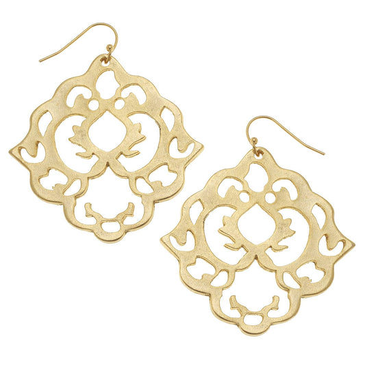 Susan Shaw Gold Filigree Cut Out Earrings
