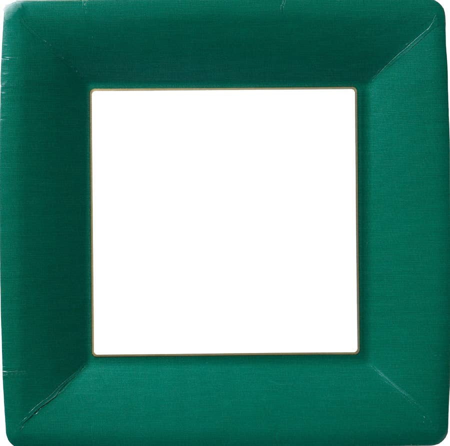 10" Square Paper Plates Dark Green