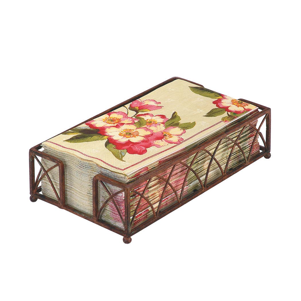 Paper Cocktail Napkin Metal Caddy Arch Aged Chestnut