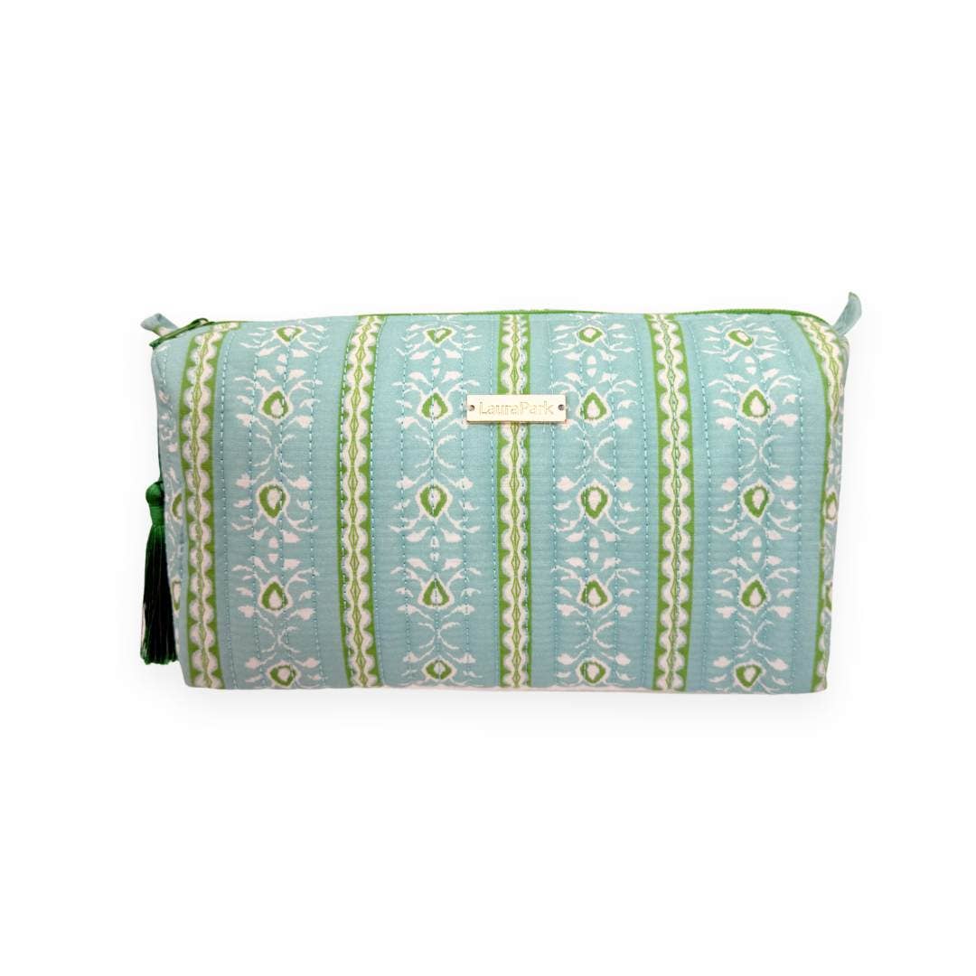 Rosemary Stripe Blue Signature Large Cosmetic Bag