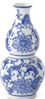 Blue & White Ceramic Chinoiserie Bud Vases - 3 Styles
