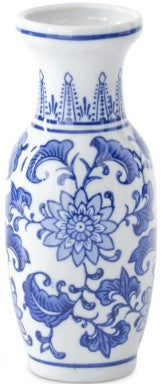 Blue & White Ceramic Chinoiserie Bud Vases - 3 Styles