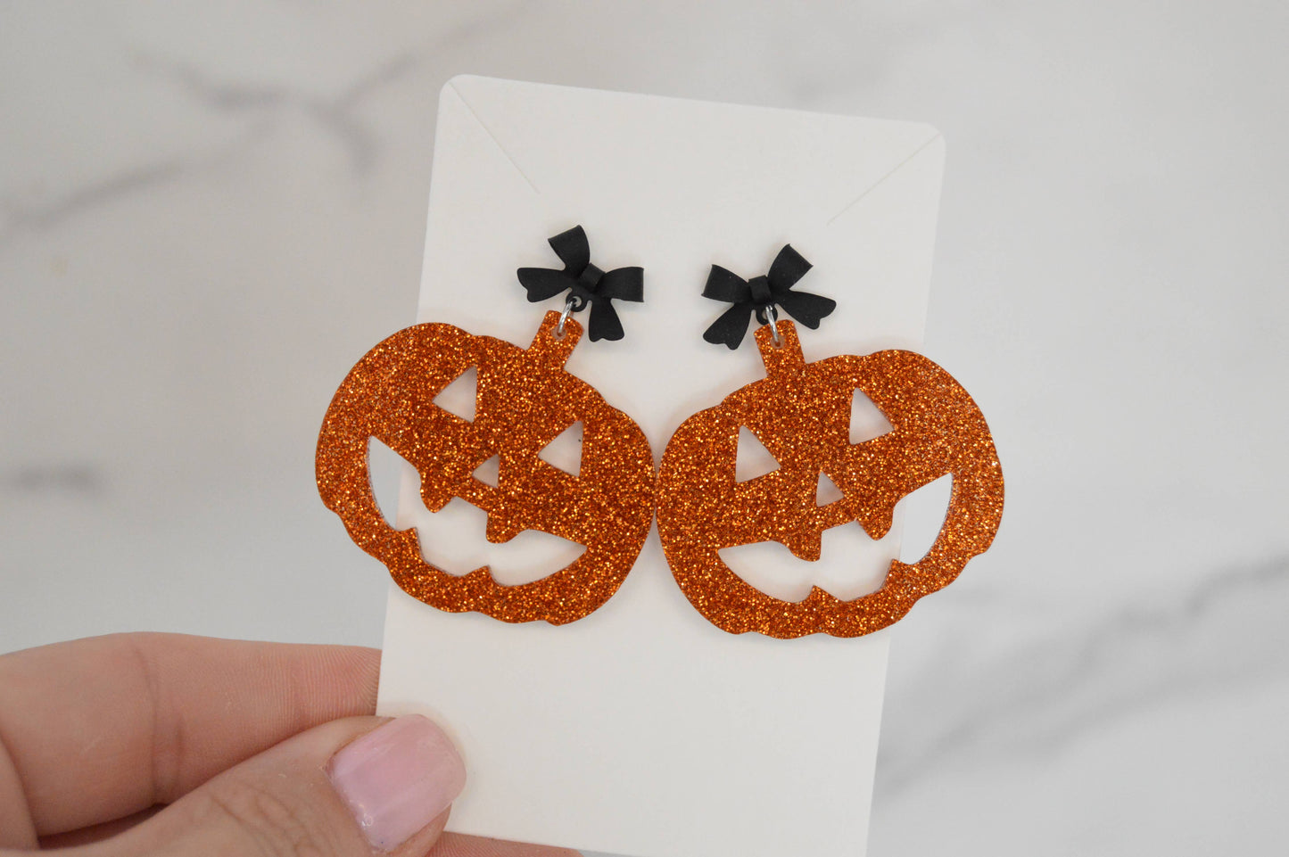 Jack-O-latern Pumpkin Halloween Earrings, Acrylic Earrings