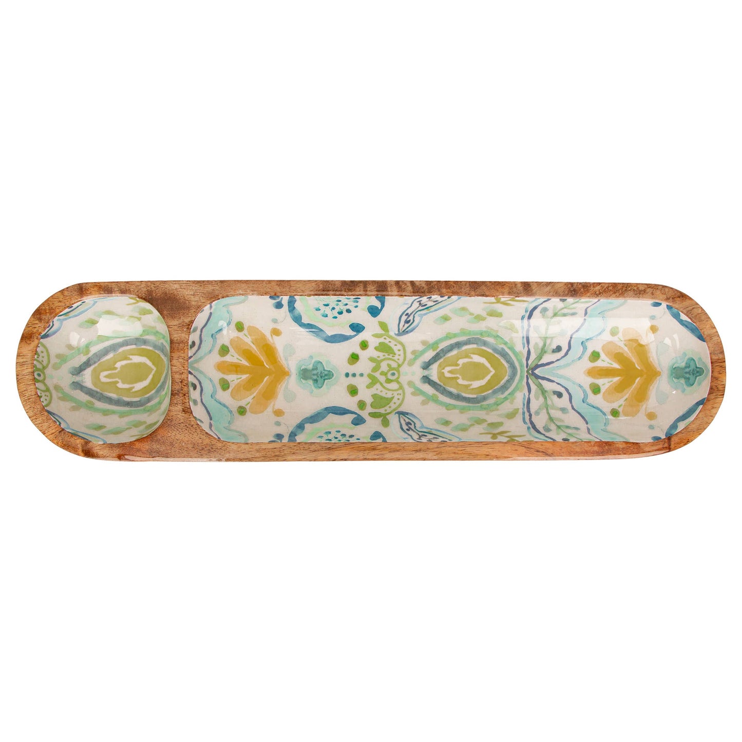 Azure & Ivy Gold Mango Wood 2 Sectioned Tray