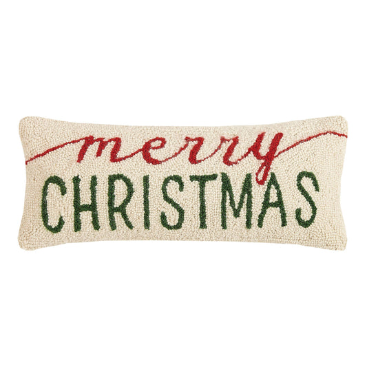 Merry Christmas Hook Pillow - Velvet Backing