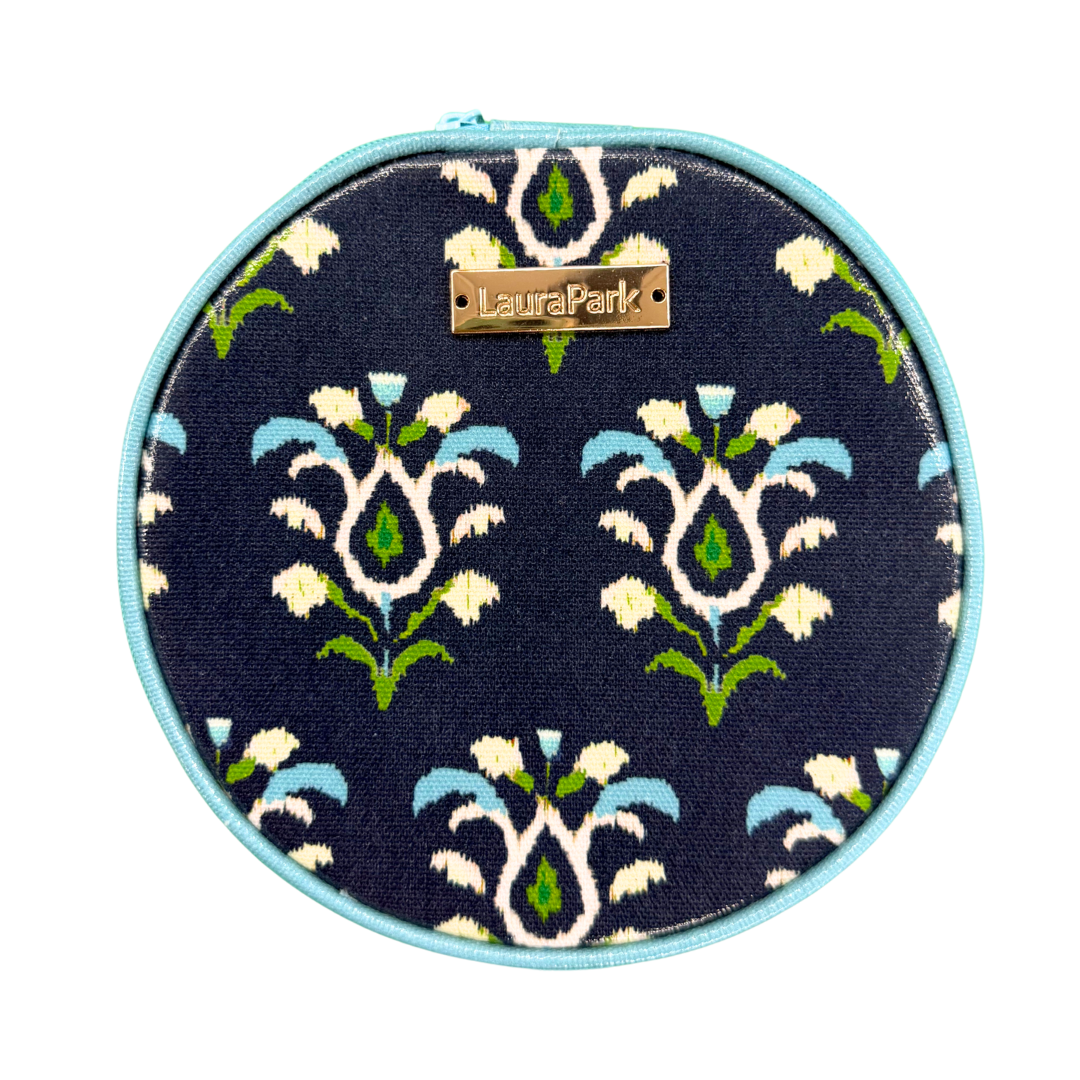 Laura Park Rosemary Indigo Round Jewelry Case