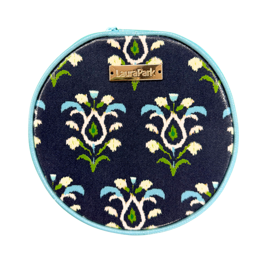 Laura Park Rosemary Indigo Round Jewelry Case