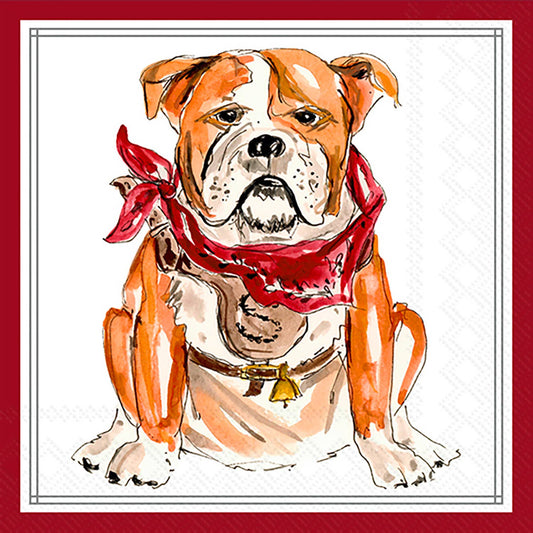 Maroon Bulldog Paper Cocktail Napkins