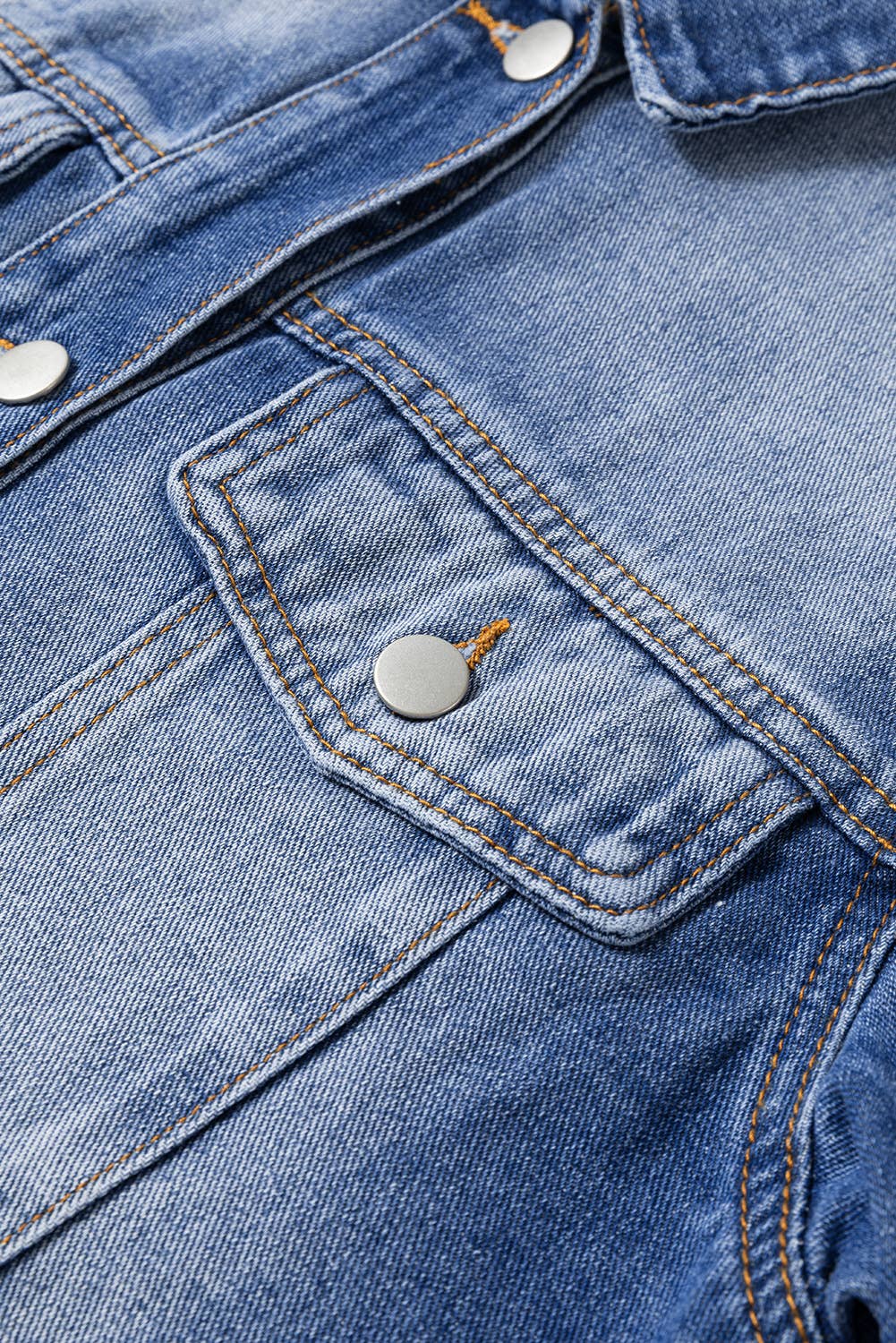 Raw Edge Ruffled Short Sleeve Denim Jacket | S-XL
