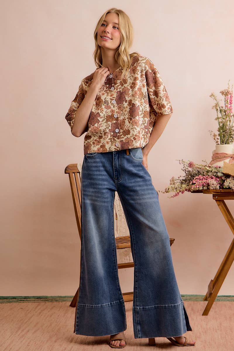 Regina Fall Floral Button Front Sweater