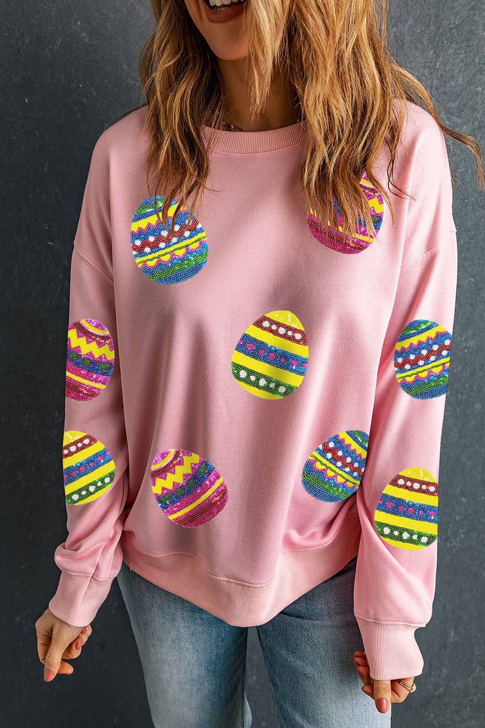 Sequined Easter Eggs Sweatshirt | S-XL