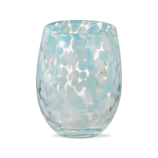 Confetti Stemless Wine Glass - Aqua