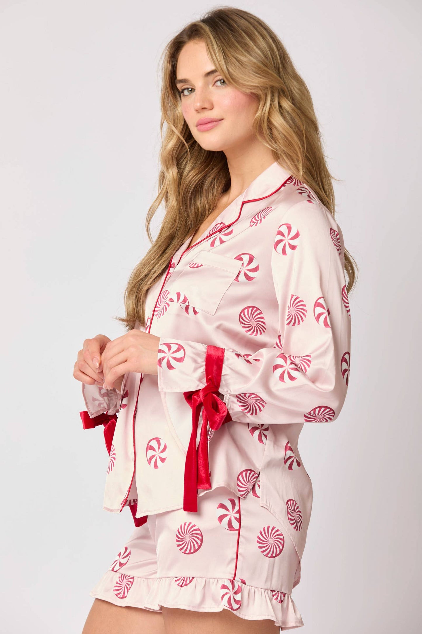 Long Sleeve Satin Pajama Top