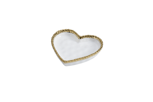 Pampa Bay Mini Heart Dish White with Gold Trim