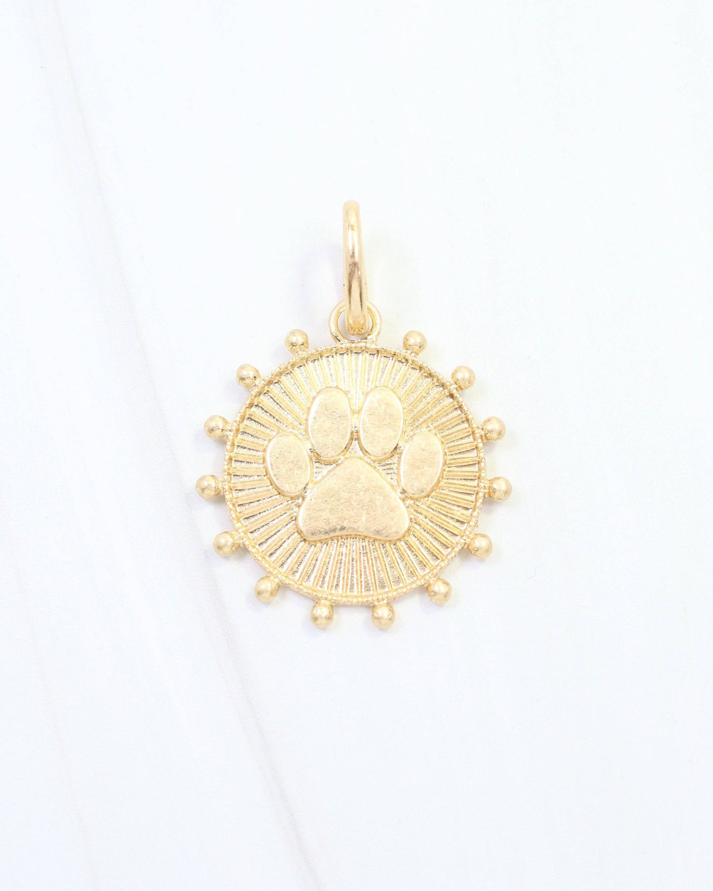 Carmen Coin Charm Paw Print Worn Gold