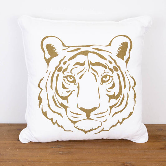 Tiger Pillow   Soft White/Gold   16x16